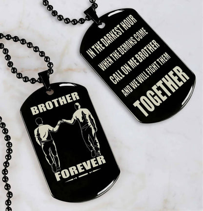 Viking Engraved Black Dog Tag - Double Sided Brother Forever Gift
