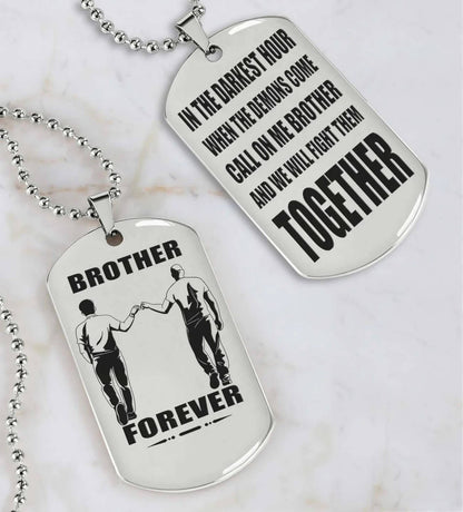 Viking Engraved Black Dog Tag - Double Sided Brother Forever Gift