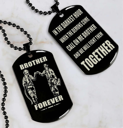 Viking Engraved Black Dog Tag - Double Sided Brother Forever Gift