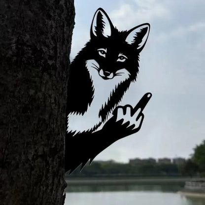 Peeping Middle Finger Animal Metal Sign - Yard Art Decor