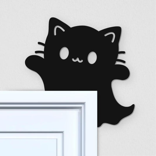 Ghost Cat Metal Door Topper DT032