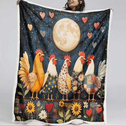Moonlit Roosters Blanket  - H197 - Premium Blanket
