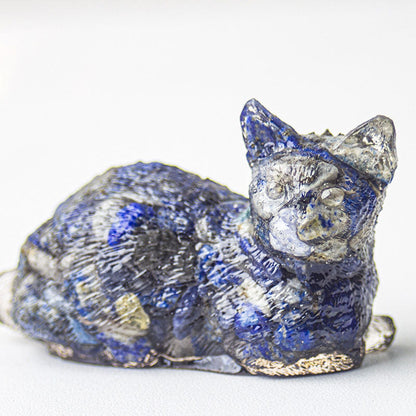 Lapis Lazuli - Handmade Natural Crystal Gemstone Lying Cat