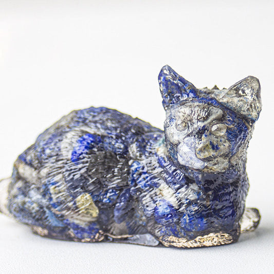 Lapis Lazuli - Handmade Natural Crystal Gemstone Lying Cat