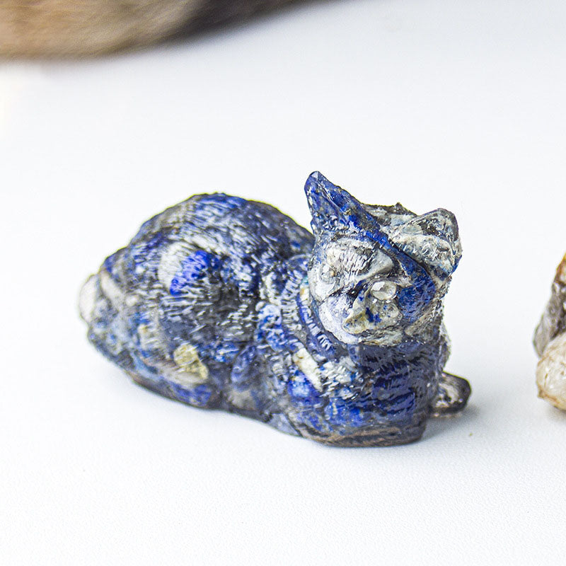 Handmade Natural Crystal Gemstone Lying Cat