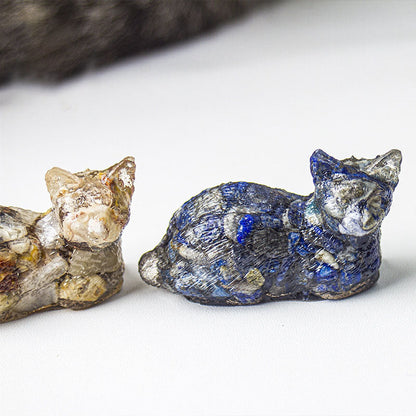 Handmade Natural Crystal Gemstone Lying Cat