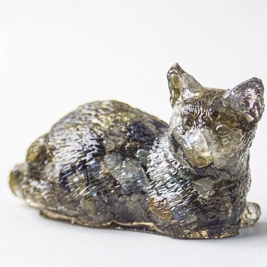Black Labradorite - Handmade Natural Crystal Gemstone Lying Cat