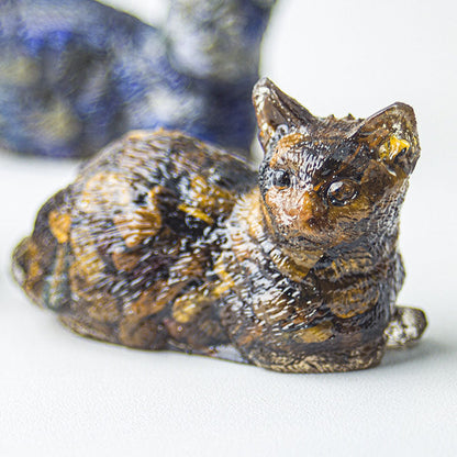 Handmade Natural Crystal Gemstone Lying Cat