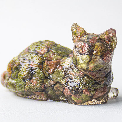 Handmade Natural Crystal Gemstone Lying Cat