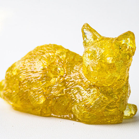 Citrine - Handmade Natural Crystal Gemstone Lying Cat