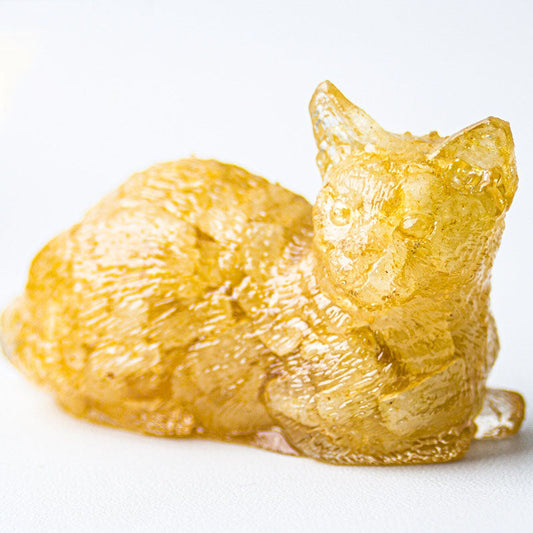 Agate Yellow - Handmade Natural Crystal Gemstone Lying Cat