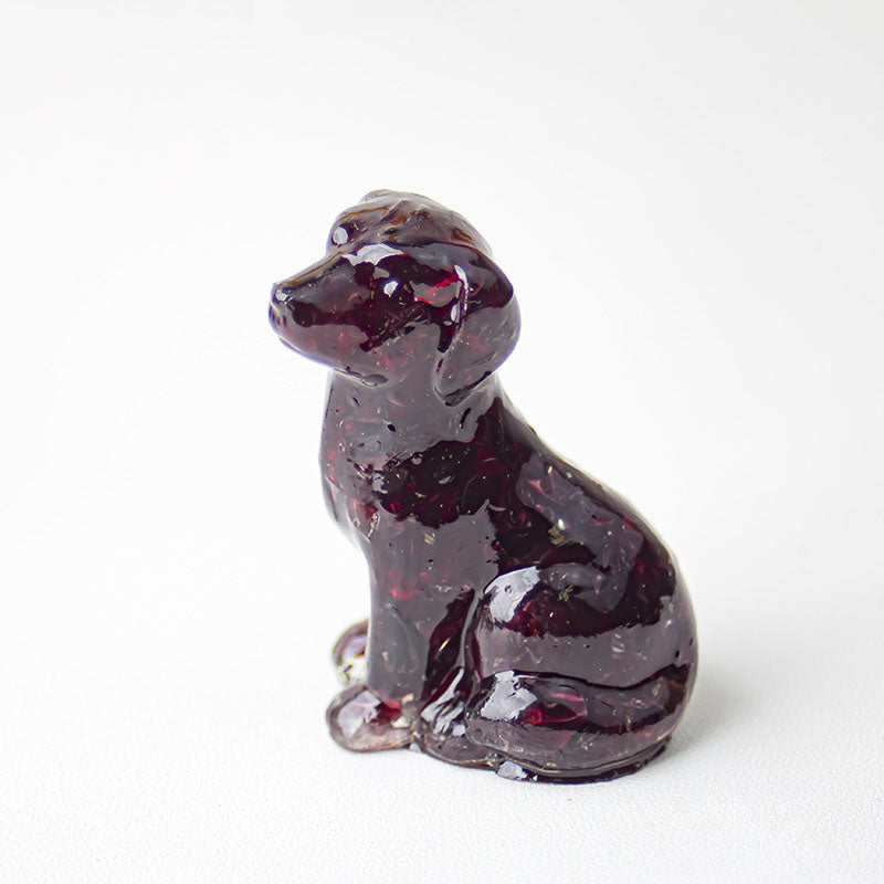 Garnet - Handmade Natural Crystal Gemstone Sitting Dog