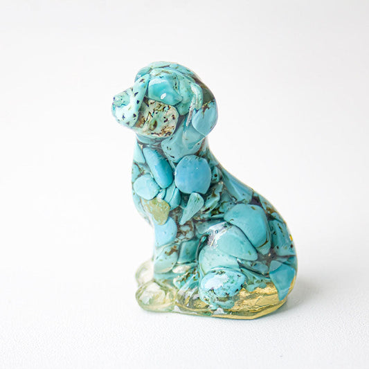 Turquoise - Handmade Natural Crystal Gemstone Sitting Dog