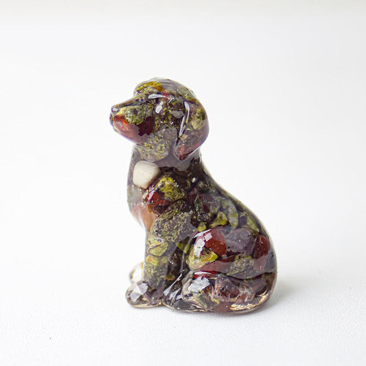 Dragon's Blood Jasper - Handmade Natural Crystal Gemstone Sitting Dog