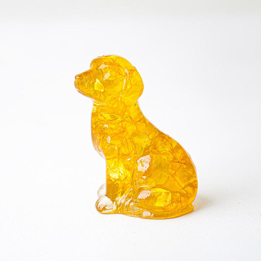 Citrine - Handmade Natural Crystal Gemstone Sitting Dog