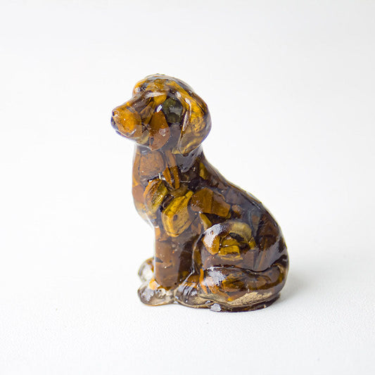 Tigerite - Handmade Natural Crystal Gemstone Sitting Dog