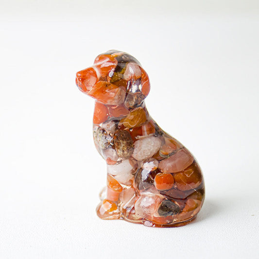 Red Agate - Handmade Natural Crystal Gemstone Sitting Dog