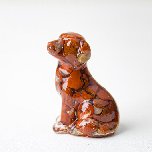 Red Jasper - Handmade Natural Crystal Gemstone Sitting Dog
