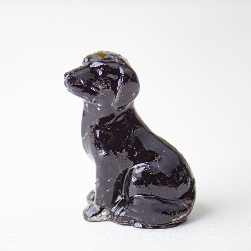 Obsidian - Handmade Natural Crystal Gemstone Sitting Dog