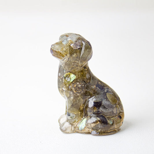 Black Labradorite - Handmade Natural Crystal Gemstone Sitting Dog