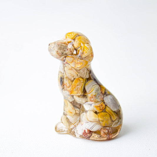 Crazy Lace Agate - Handmade Natural Crystal Gemstone Sitting Dog