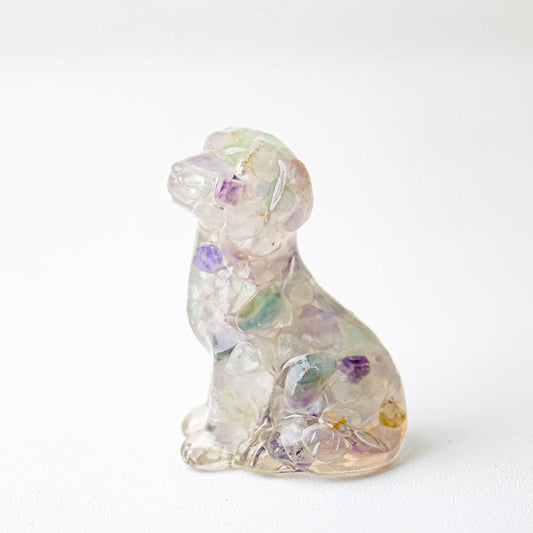 Fluorite - Handmade Natural Crystal Gemstone Sitting Dog