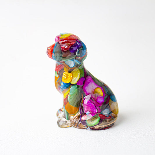Colorful Shell - Handmade Natural Crystal Gemstone Sitting Dog