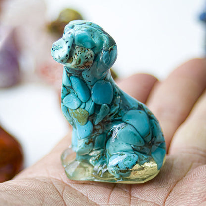 Handmade Natural Crystal Gemstone Sitting Dog