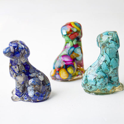 Handmade Natural Crystal Gemstone Sitting Dog