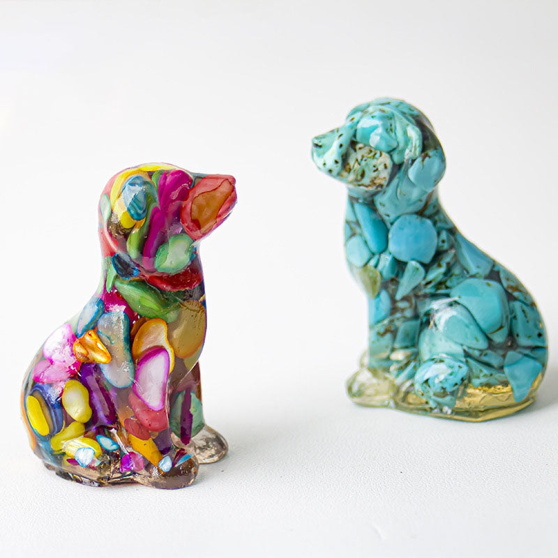 Handmade Natural Crystal Gemstone Sitting Dog