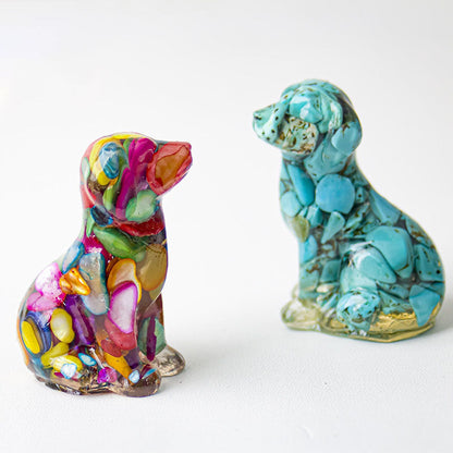 Handmade Natural Crystal Gemstone Sitting Dog
