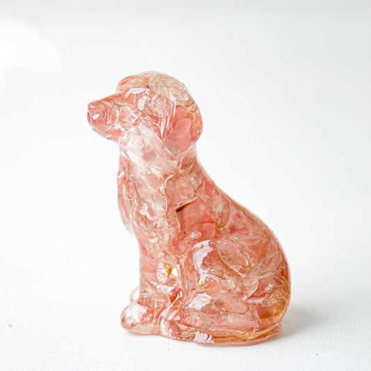 Watermelon Tourmaline - Handmade Natural Crystal Gemstone Sitting Dog
