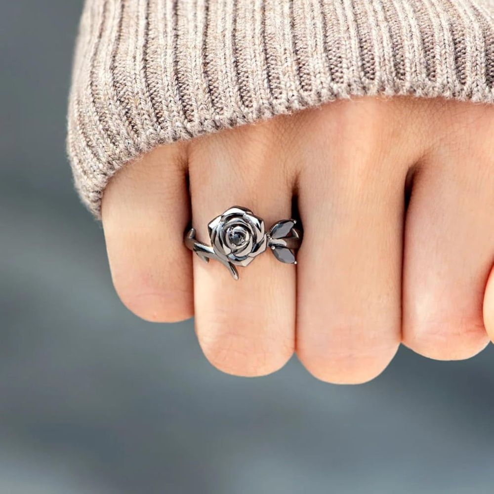 Strong As F*ck Black Rose Self-Love Ring - 925 Silver