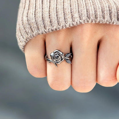 Strong As F*ck Black Rose Self-Love Ring - 925 Silver