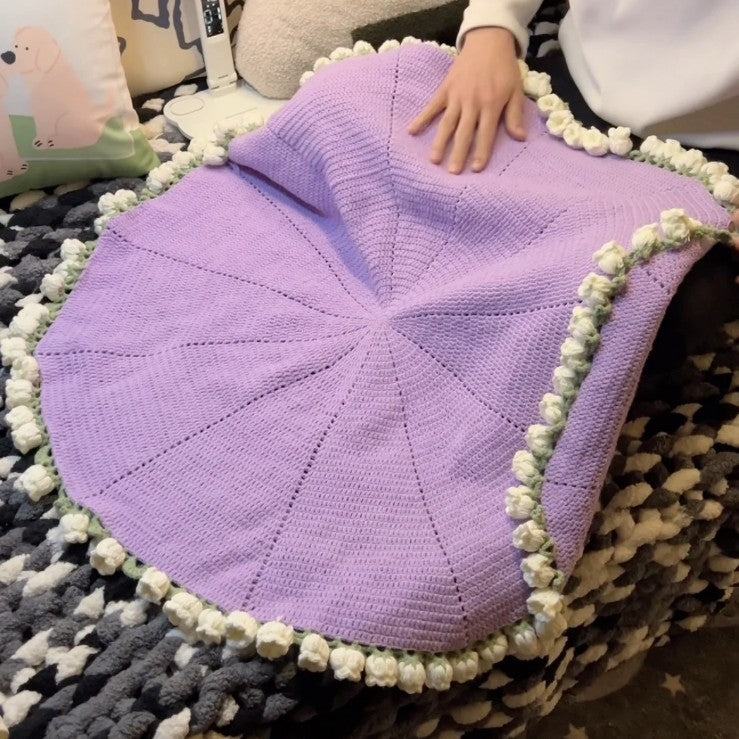 Hand-Knitted Rose Blanket - DIY Kit or Ready-Made Gift