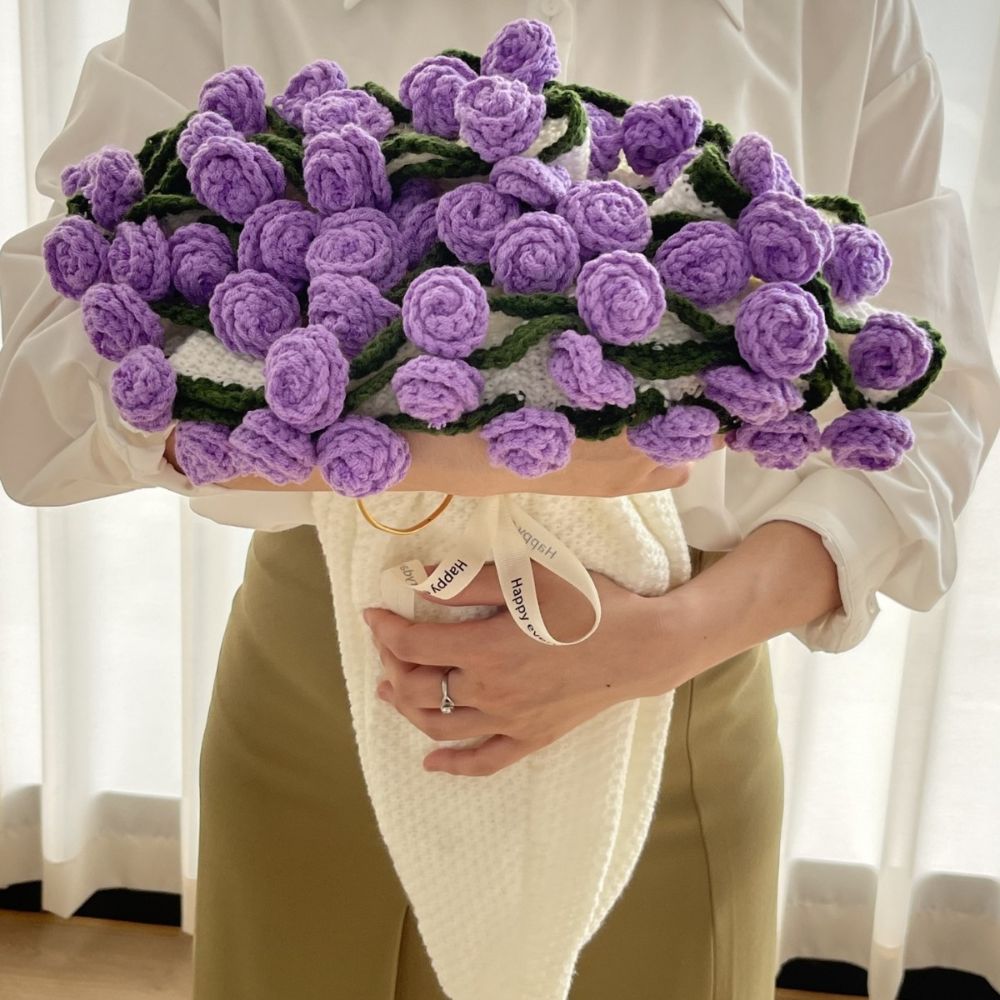 Hand-Knitted Rose Blanket - DIY Kit or Ready-Made Gift