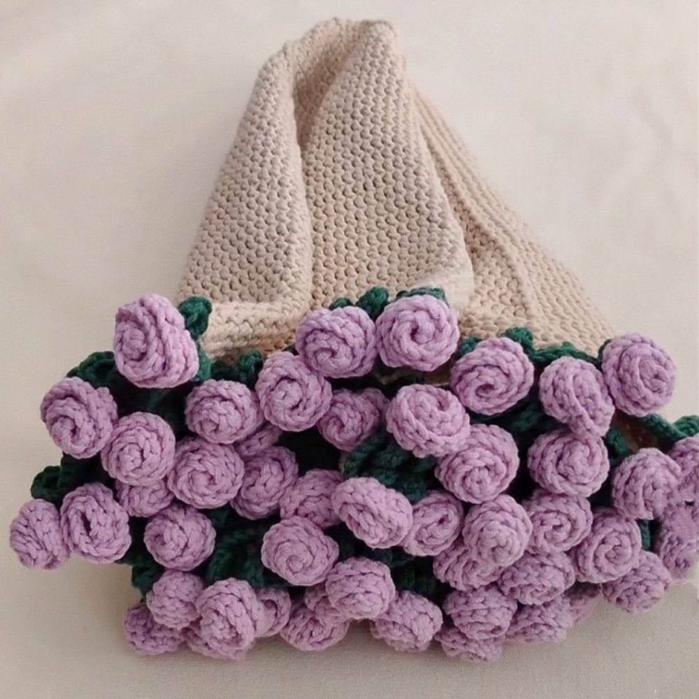 Hand-Knitted Rose Blanket - DIY Kit or Ready-Made Gift