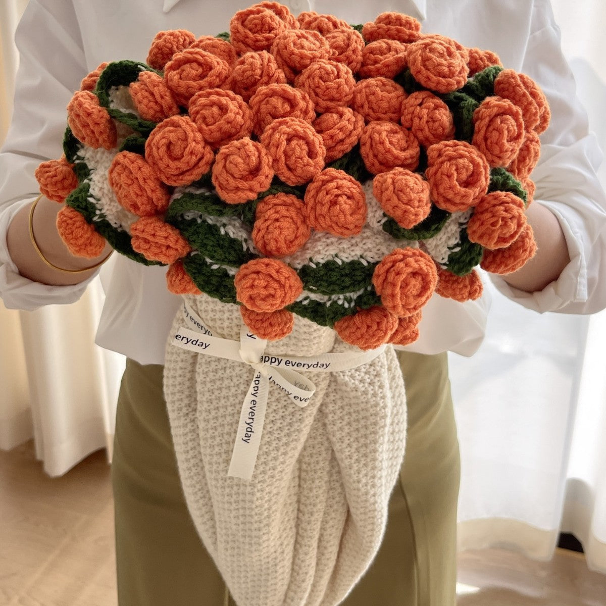 Hand-Knitted Rose Blanket - DIY Kit or Ready-Made Gift