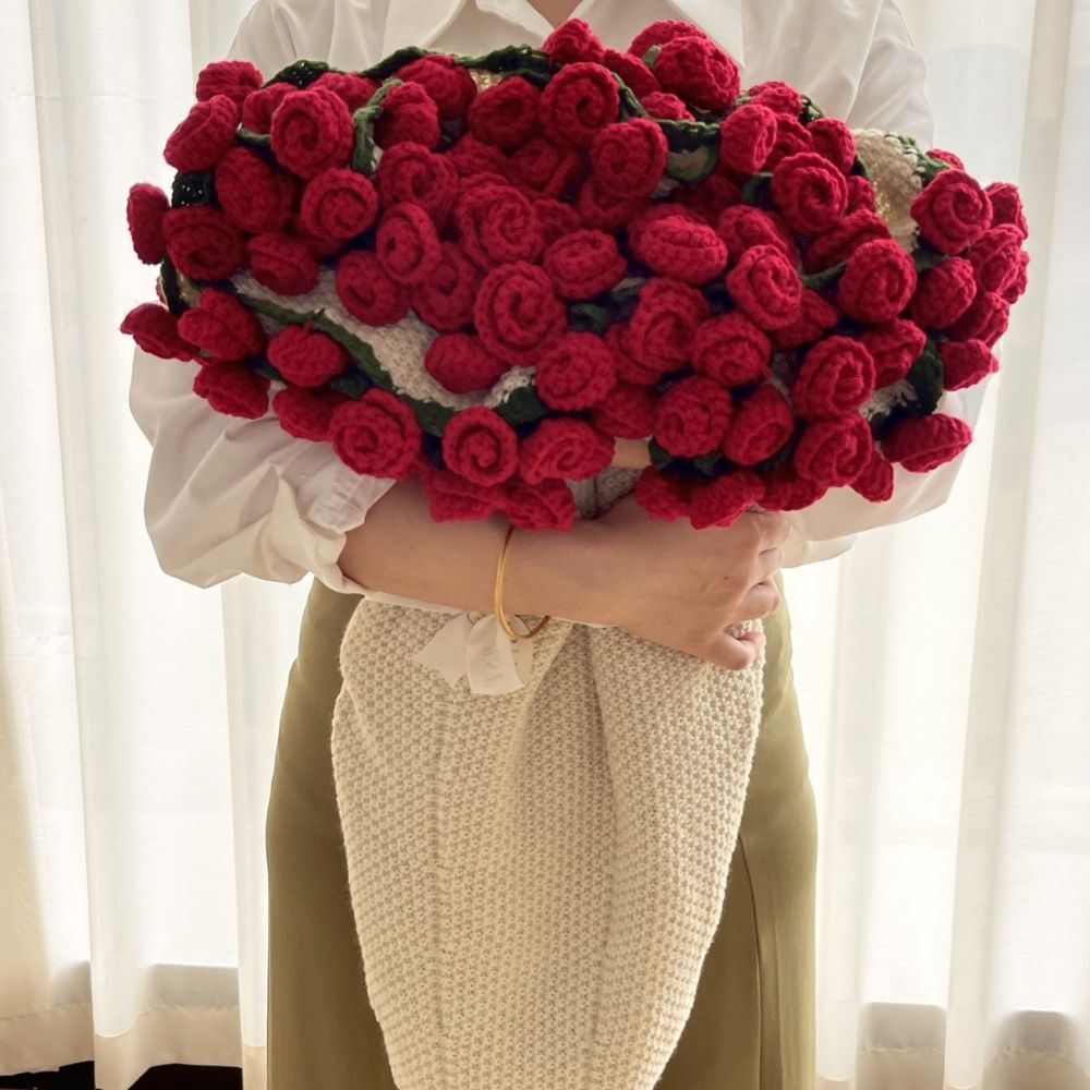 Hand-Knitted Rose Blanket - DIY Kit or Ready-Made Gift