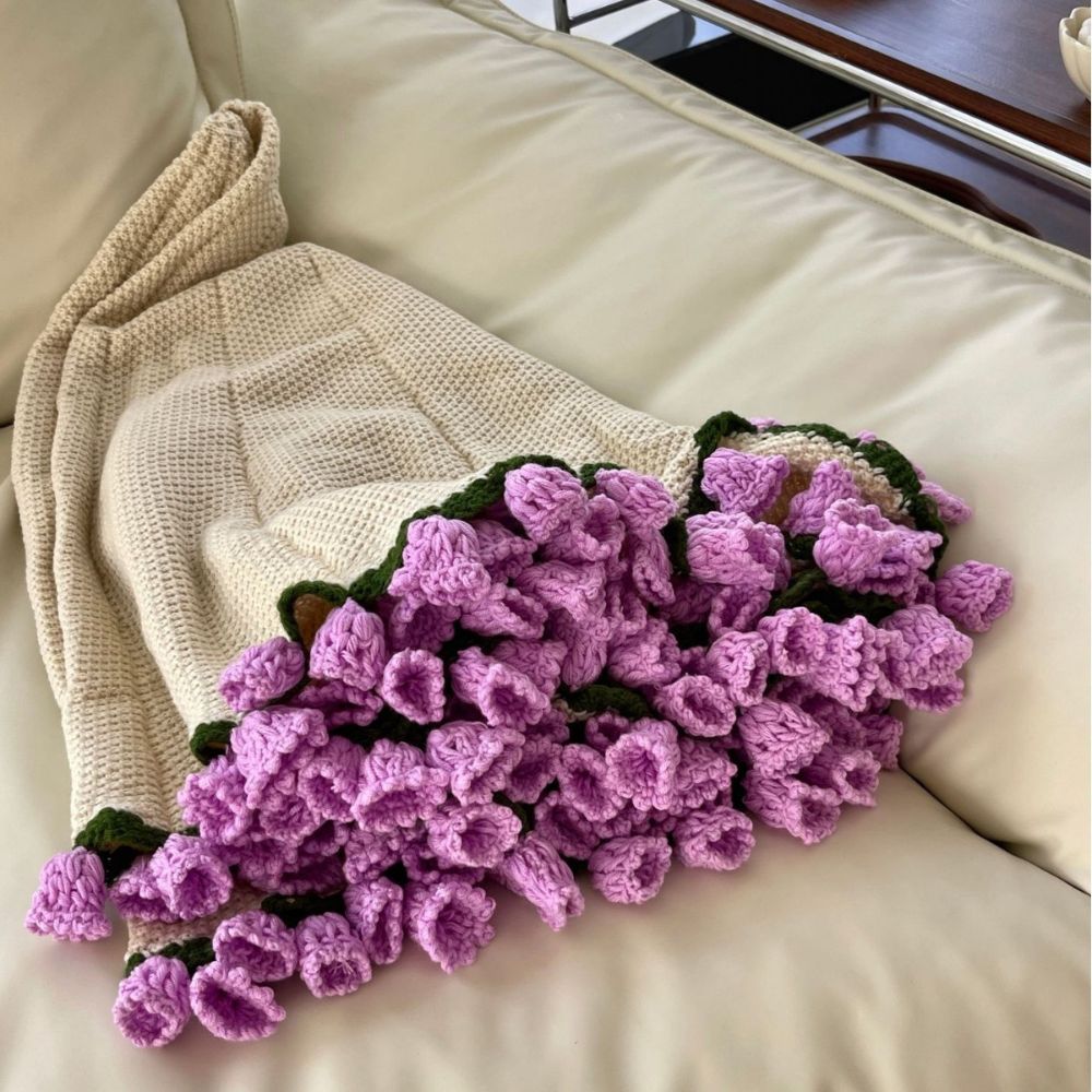 Hand-Knitted Rose Blanket - DIY Kit or Ready-Made Gift