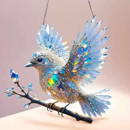 Crystal Sky Bluebird Stained Art Ornament
