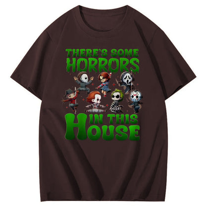 There's Some Horros In This House Pattern Print  T-Shirt