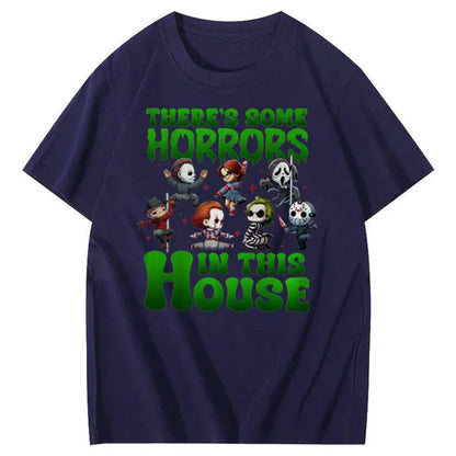 There's Some Horros In This House Pattern Print  T-Shirt