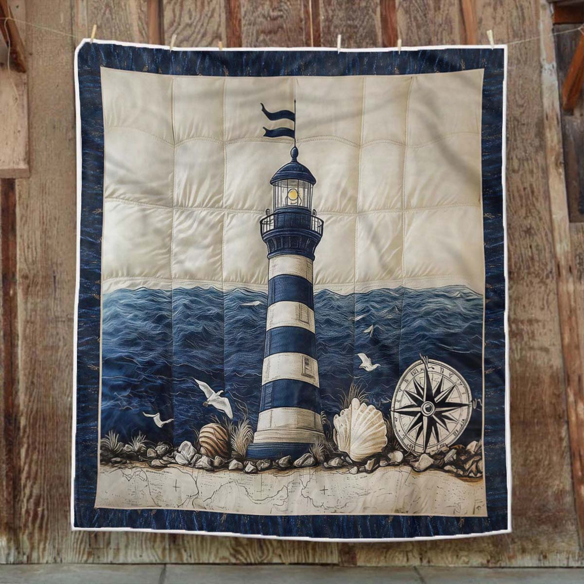 Stormy Waves Lighthouse Blanket - H446 - Premium Blanket