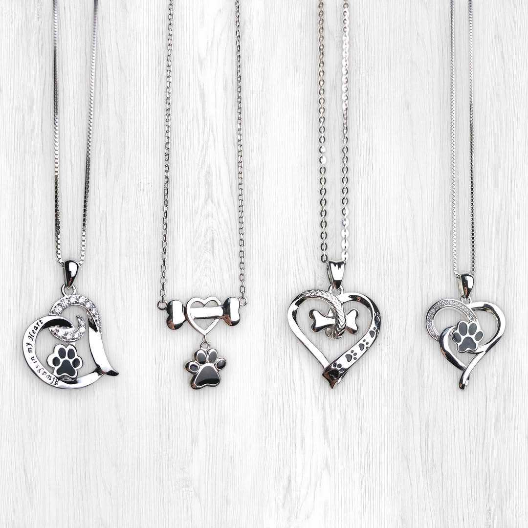 Forever Paw Prints – Pet Lover Heart Necklace