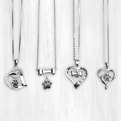 Forever Paw Prints – Pet Lover Heart Necklace