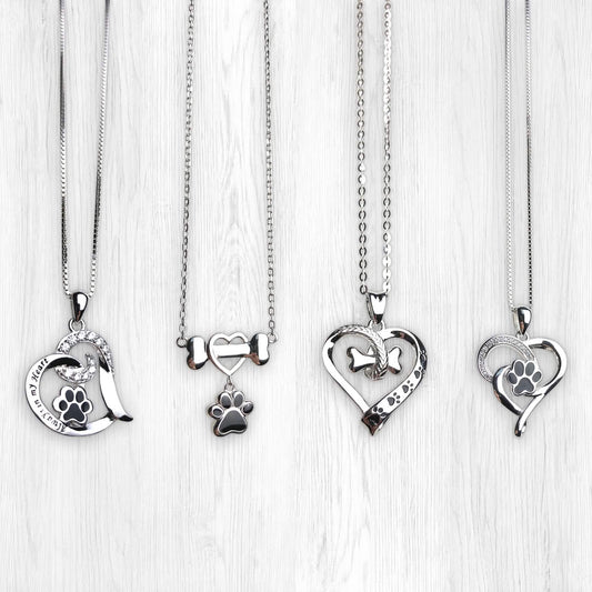 Forever Paw Prints – Pet Lover Heart Necklace
