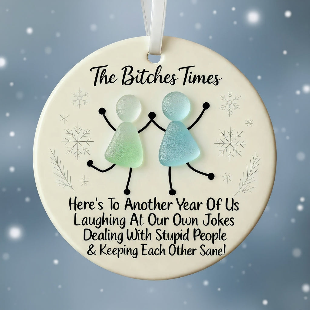 Funny Friendship Sea Glass Keepsake Ornament
