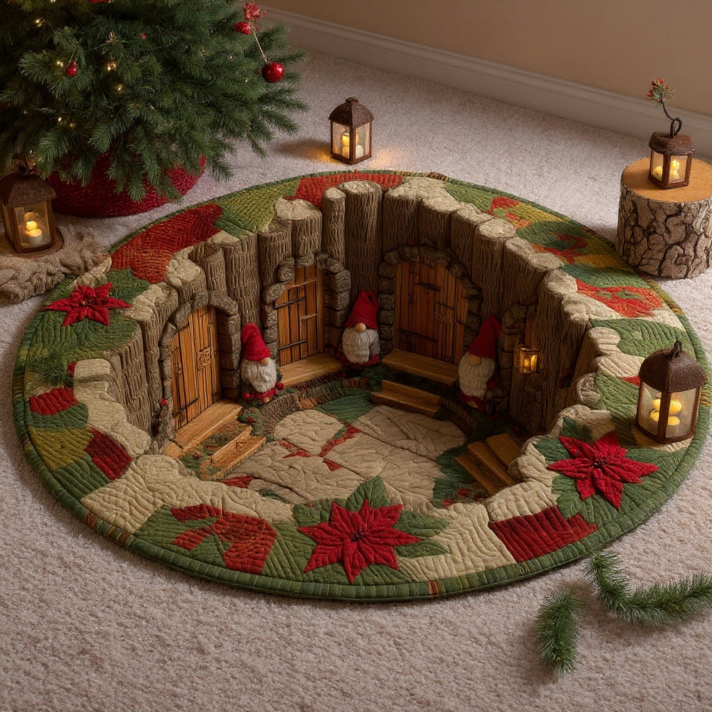 Gnome Hollow Tree Den Round Rug - H559