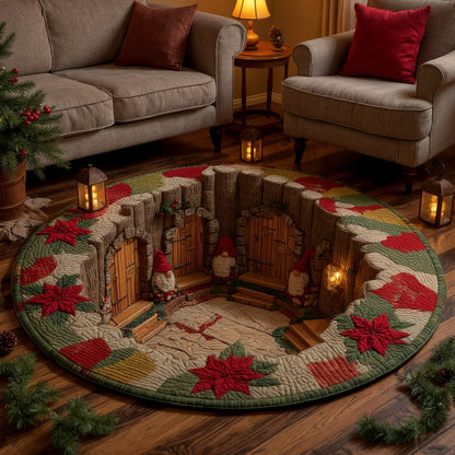 Gnome Hollow Tree Den Round Rug - H559